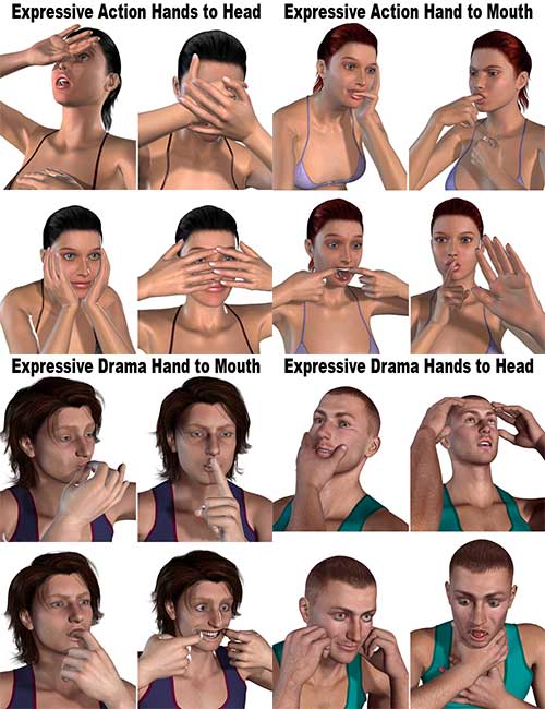 Expressive Action Hand to Mouth and Hands to Head V4-M4