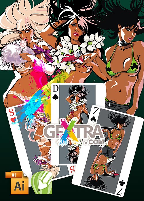 Sexy Girls on Playing Cards, 3xAI&CDR