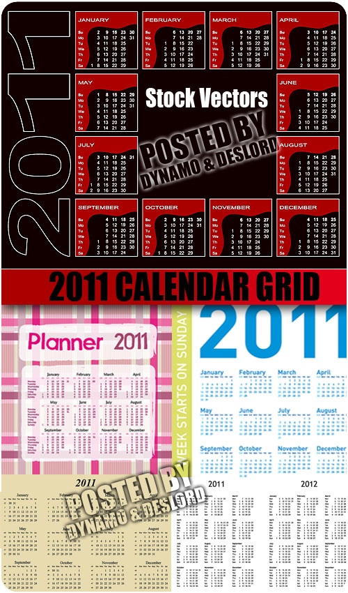 Stock Vectors - 2011 calendar grid