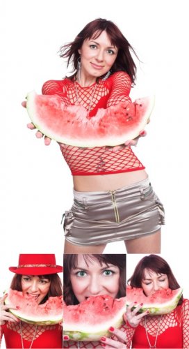 Stock Photos - girl and water-melon