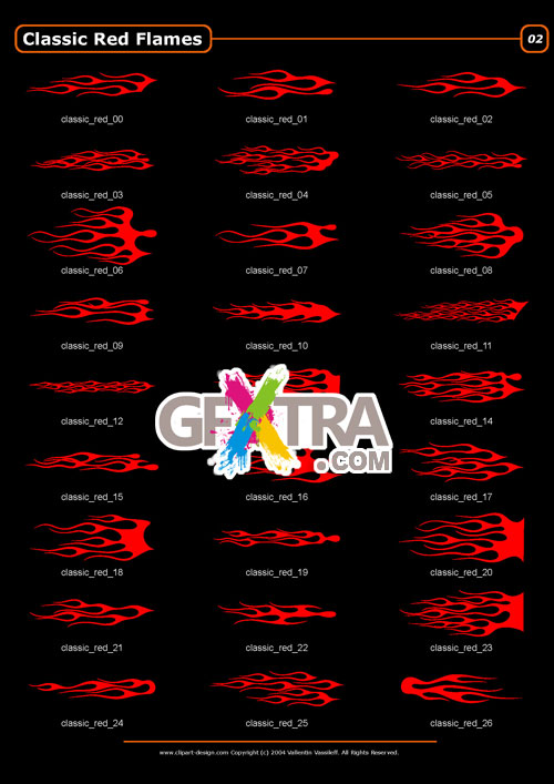 ClipArt Design - Classic Red Flames 100 EPS