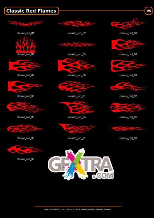 ClipArt Design - Classic Red Flames 100 EPS