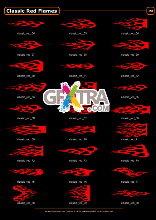 ClipArt Design - Classic Red Flames 100 EPS