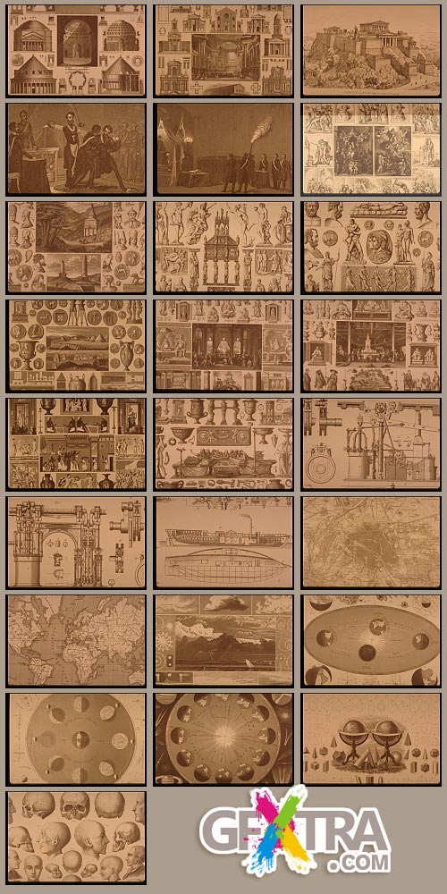 Antique Gravure Prints, 100 UHQ Scans