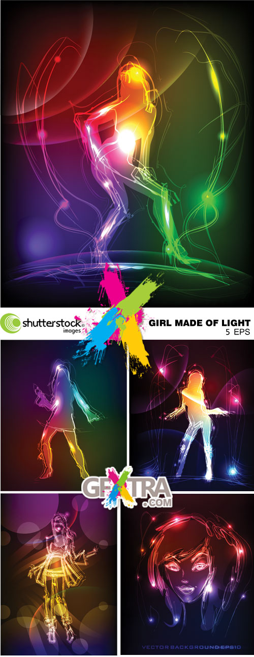 Shutterstock - Girl Made of Light 5xEPS