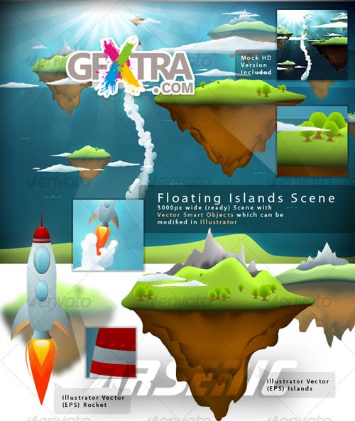 Beautiful Floating Islands Scene - GraphicRiver - REUPLOADED!
