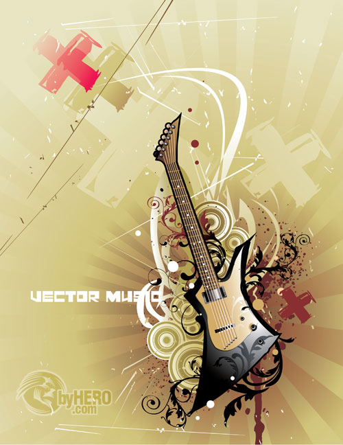 Abstrack Guitar Composition Vectors 4xEPS - Shutterstock
