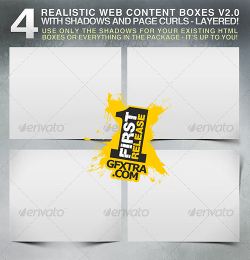 4 Realistic Web Content Boxes, Shadows & Pagecurls - GraphicRiver