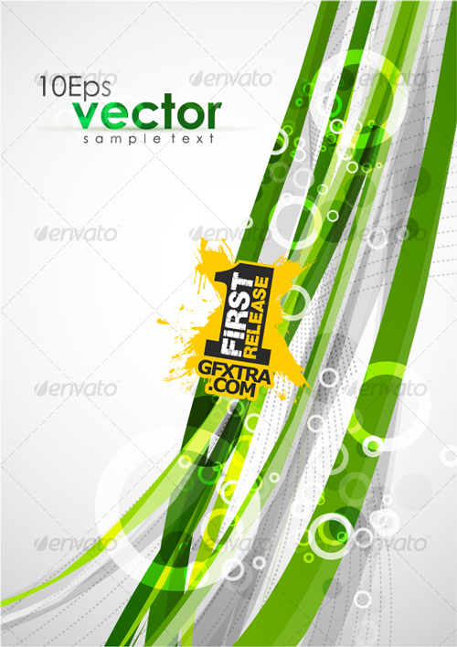 Abstract Wavy Green Lines - GraphicRiver