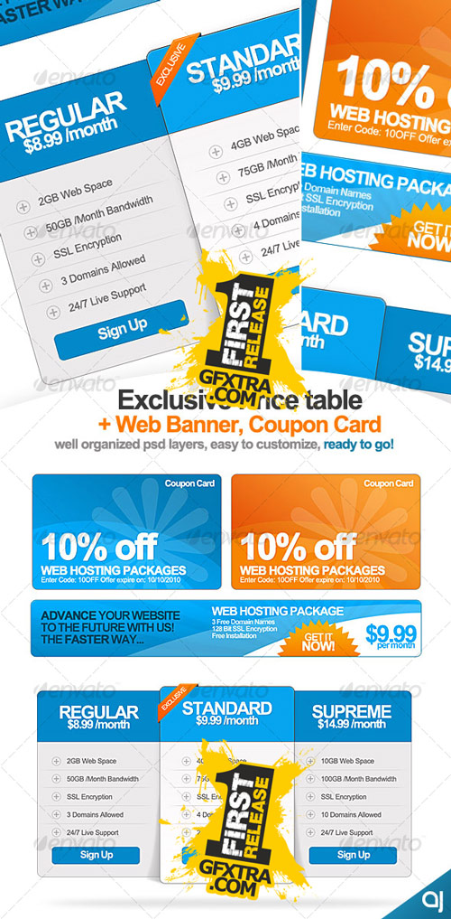 Exclusive Pricing Table + Web Banner & Coupon Card - GraphicRiver