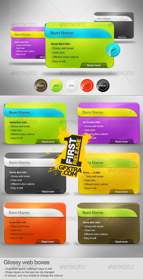 Glossy Web Boxes - 6 Colours - GraphicRiver