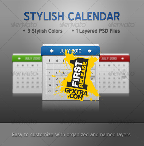 Slick Calendar - 3 Colors - GraphicRiver
