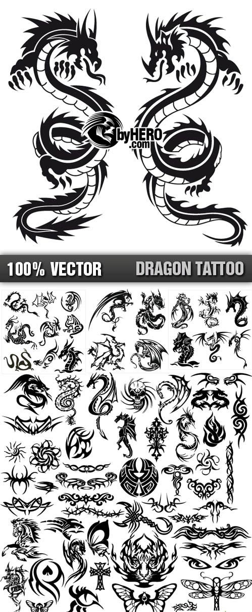 Shutterstock - Dragon Tattoo Vector Designs 5xEPS