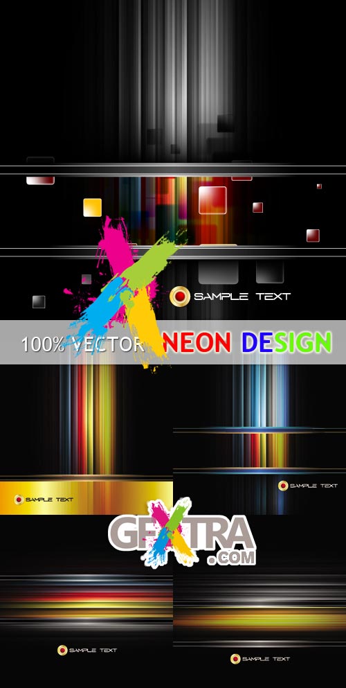 Shutterstock - Neon Design Backgrounds 5xEPS