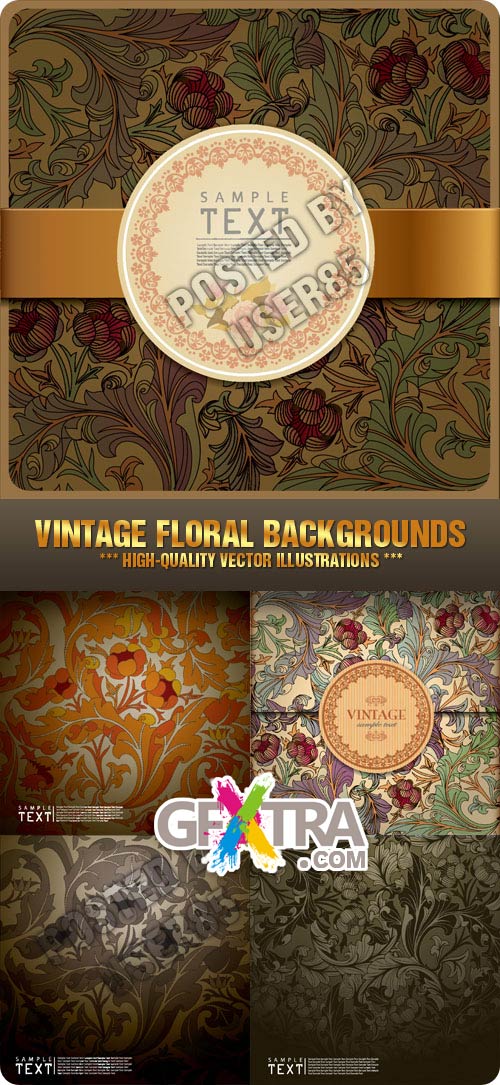 Stock Vector - Vintage Floral Backgrounds