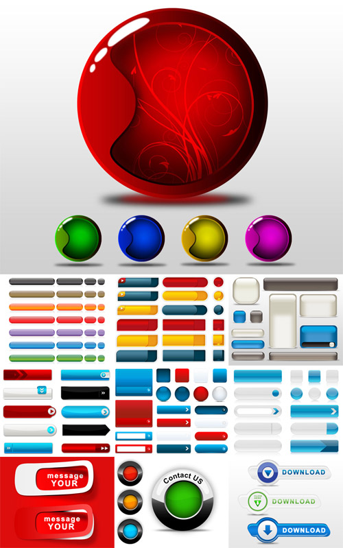 Realistic glass buttons for the design