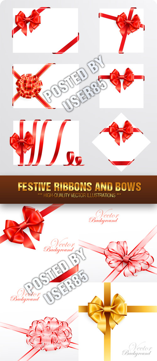 Stock Vector - Festive Ribbons and Bows