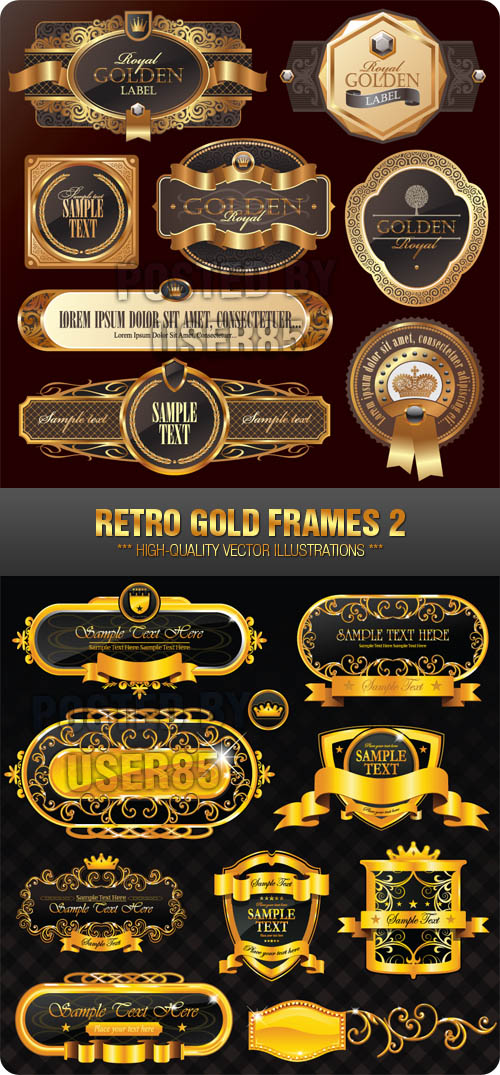 Stock Vector - Retro Gold Frames 2