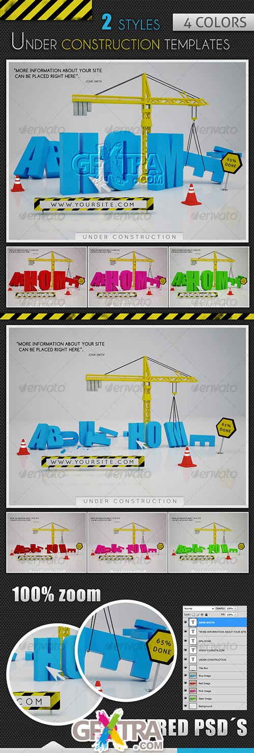 Under Construction Templates - 2 Styles - 4 Colors - GraphicRiver - REUPLOADED!