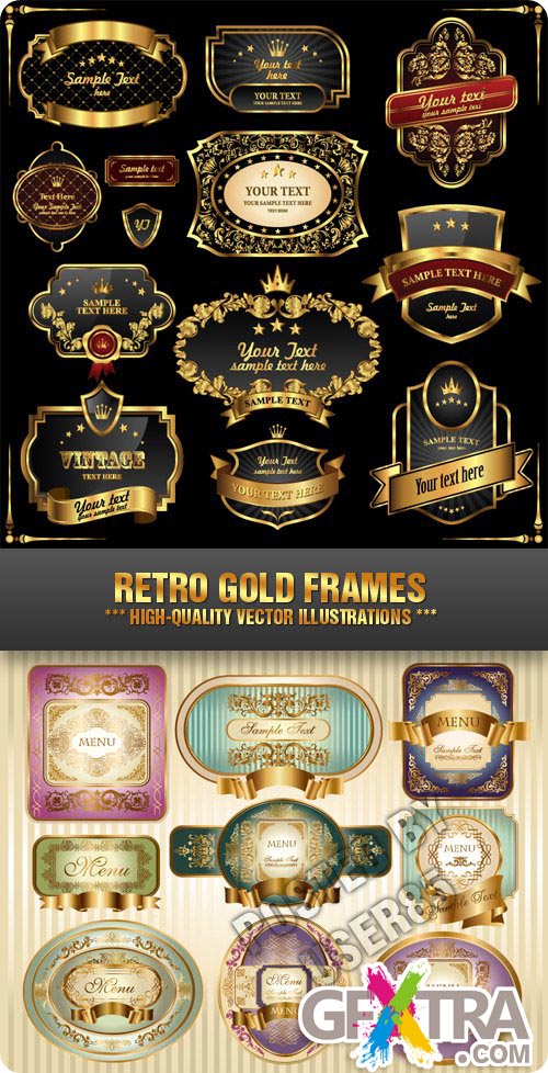 Stock Vector - Retro Gold Frames