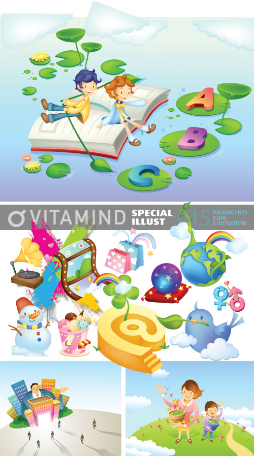 VitaminD 015 Special Illust 122xAI Backgrounds, Icons &amp; Illustrations