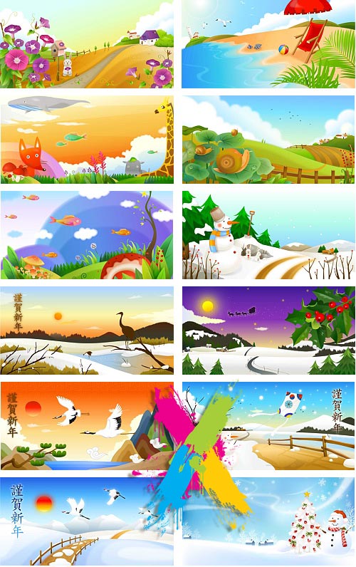 VitaminD 015 Special Illust 122xAI Backgrounds, Icons &amp; Illustrations