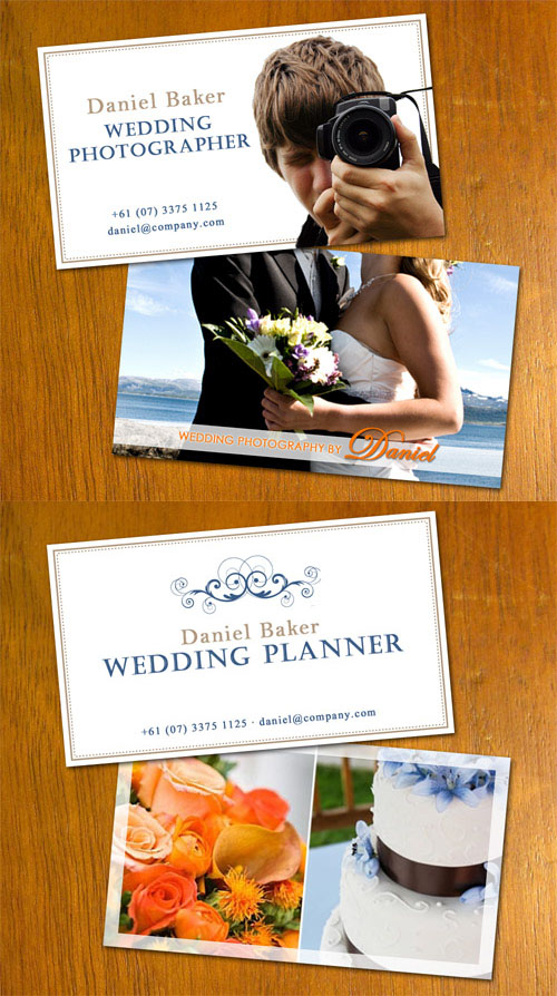 Business cards for a wedding photographer