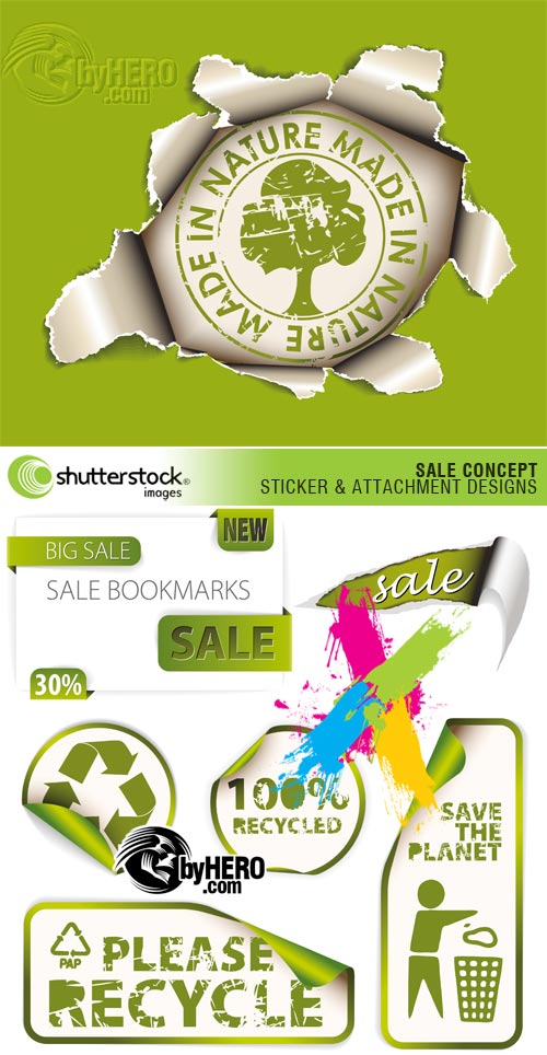 Shutterstock - Sale Concept Sticker & Attachment Designs 4xEPS