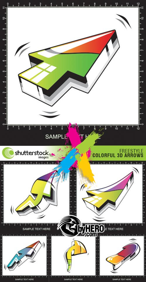 Shutterstock - Freestyle Colorful 3D Arrows 5xEPS