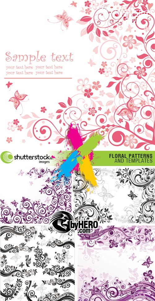 Shutterstock - Floral Patterns & Templates 5xEPS