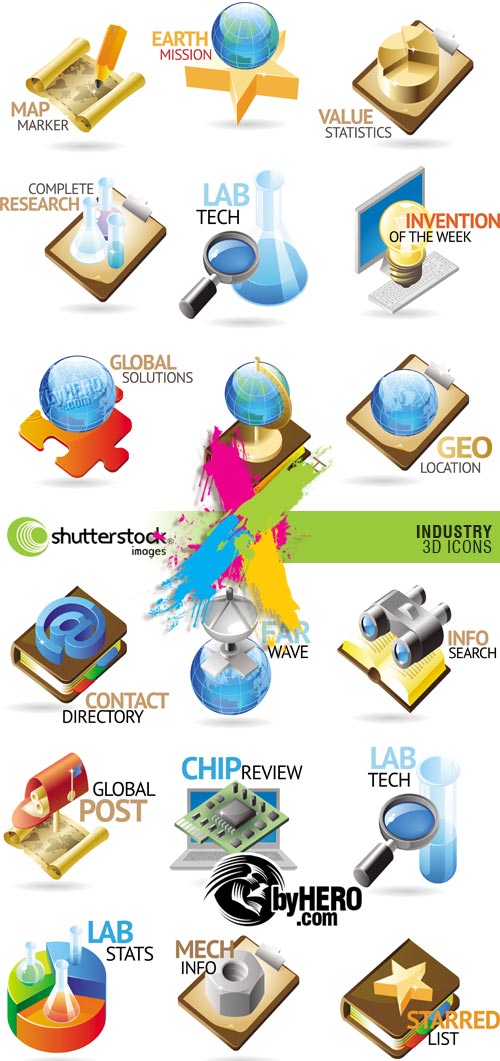 Shutterstock - Industry 3d Icons 2xEPS
