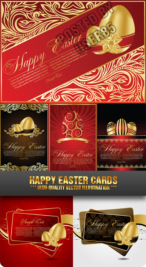 Stock Vector - Happy Easter Cards