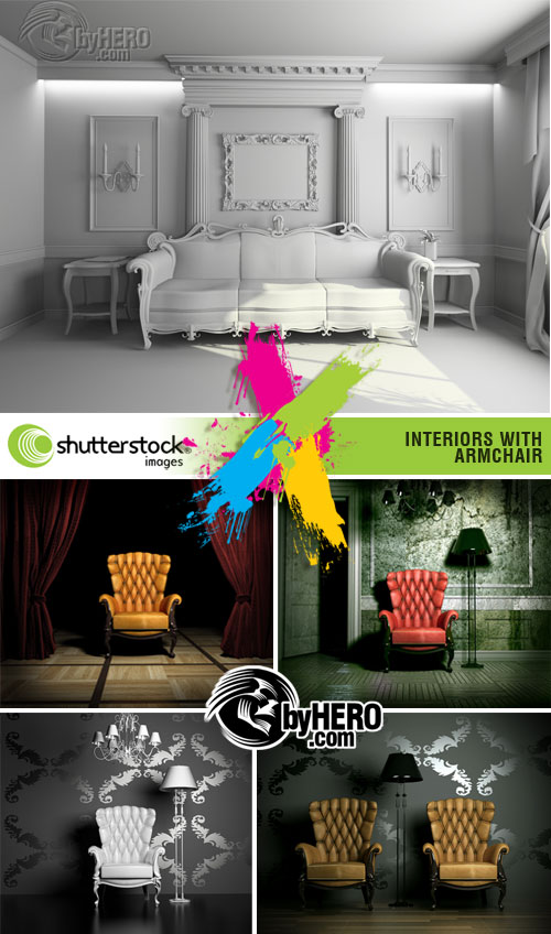 Shutterstock - Interiors with Armchair 5xJPGs