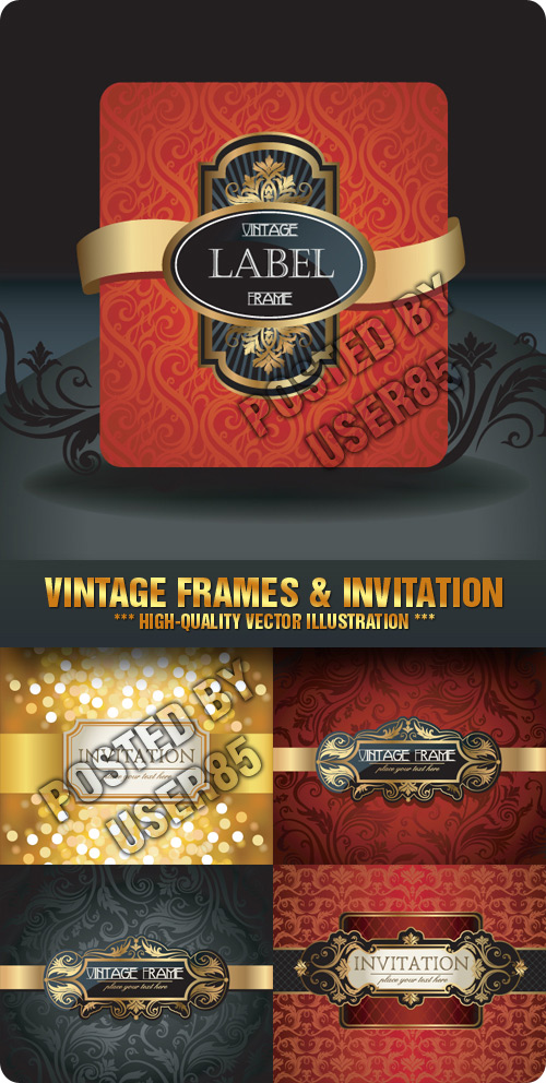 Stock Vector - Vintage Frames & Invitation