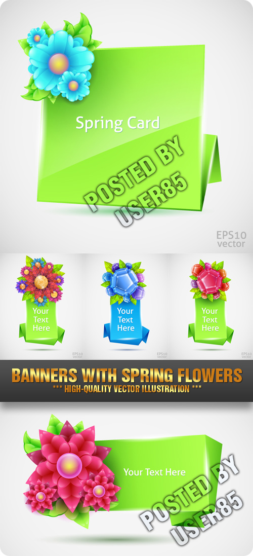 Stock Vector - Banners with Spring Flowers