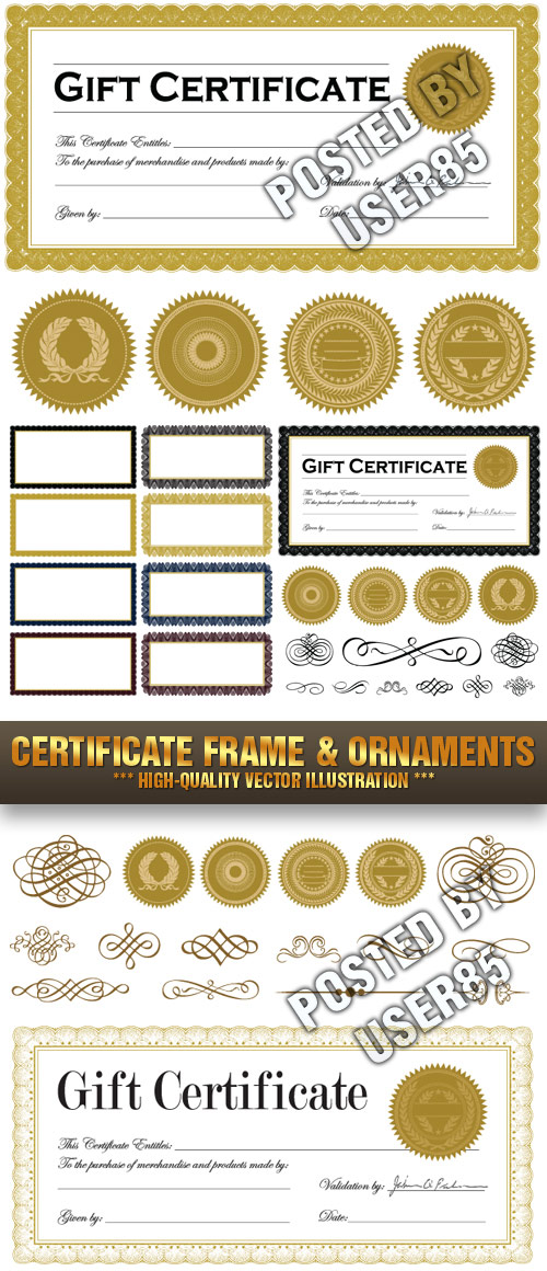 Stock Vector - Certificate Frame & Ornaments