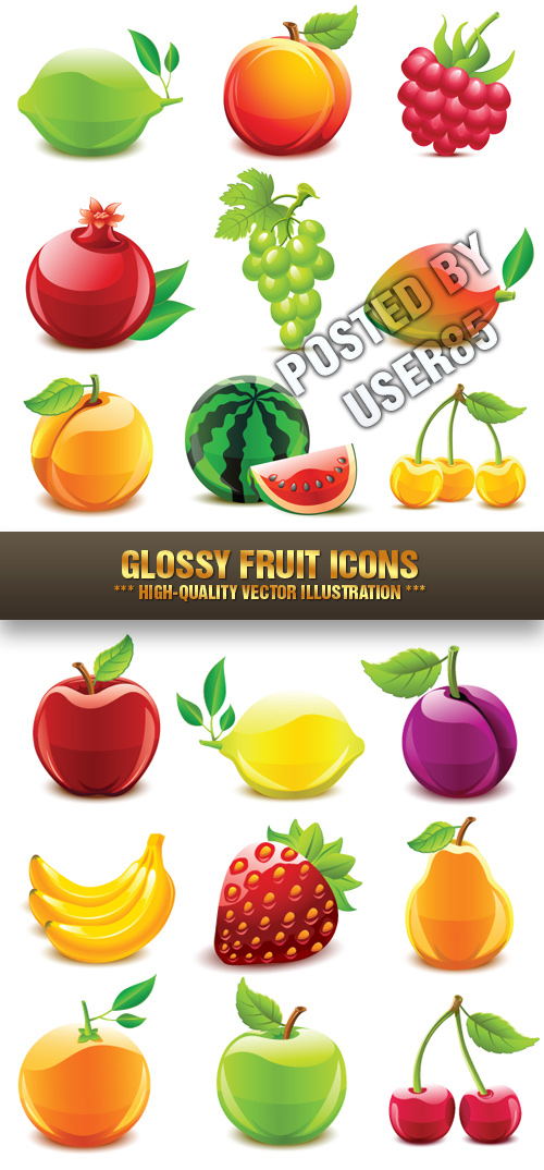 Stock Vector - Glossy Fruit Icons
