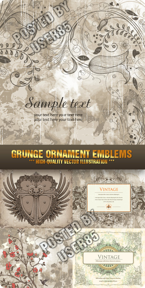 Stock Vector - Grunge Ornament Emblems