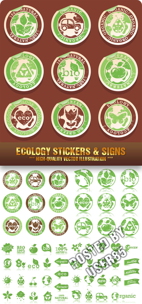 Stock Vector - Ecology Stickers & Signs