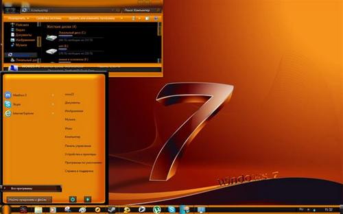 Theme for Windows 7 - Black Orange