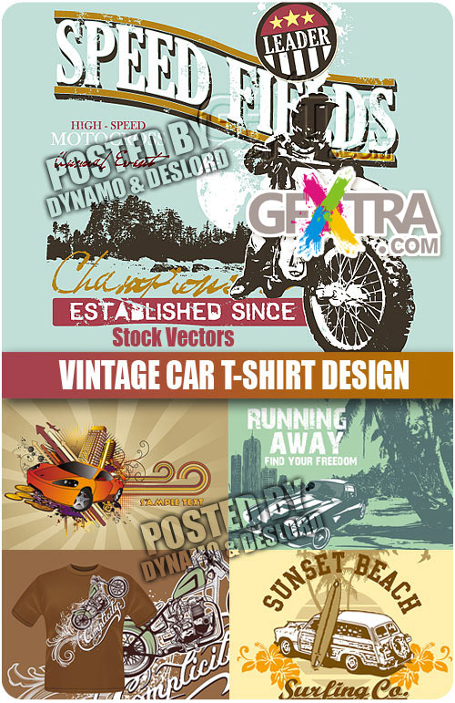Vintage Car T-shirt Design - Stock Vectors