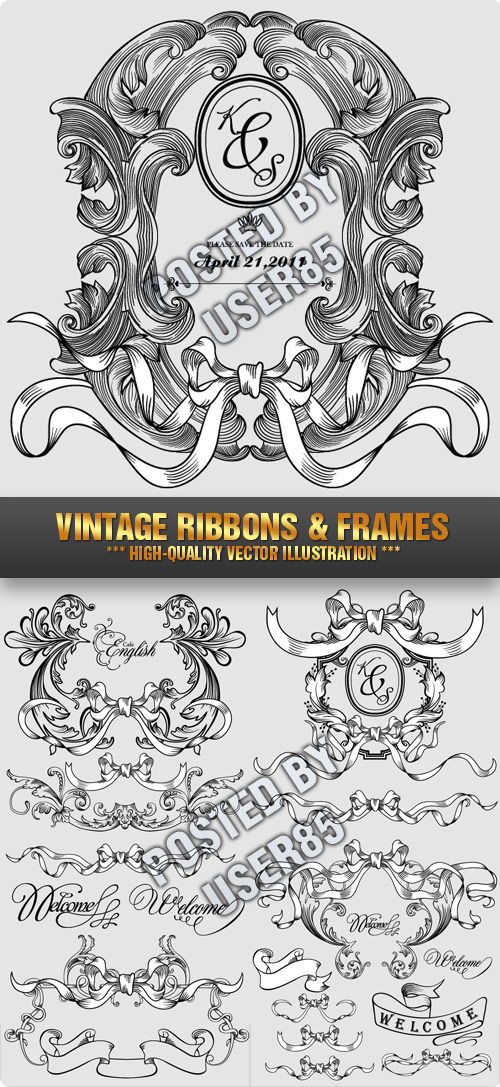 Stock Vector - Vintage Ribbons & Frames