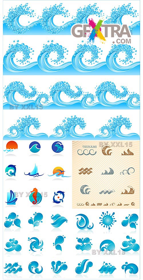 Waves and Water Symbols 5xEPS