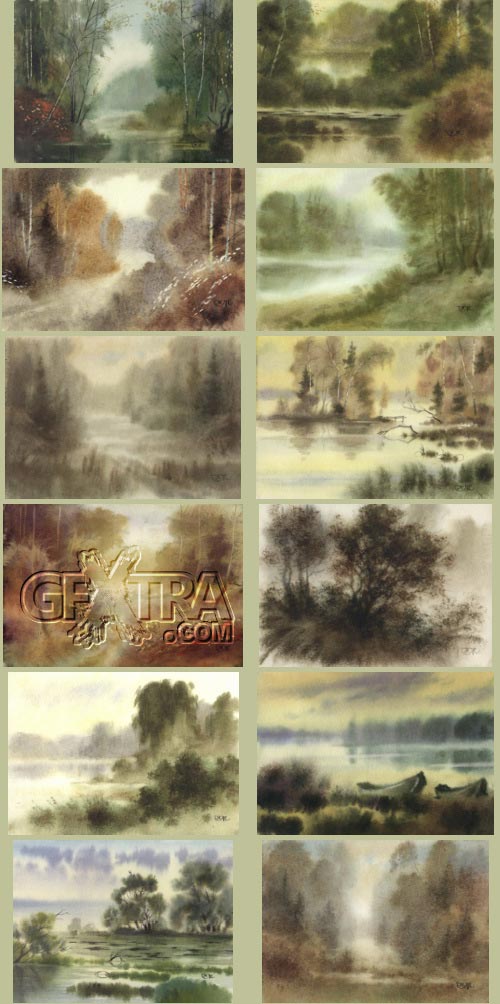 Nicholas Mikhailin - Watercolor Landscapes 54xJPGs