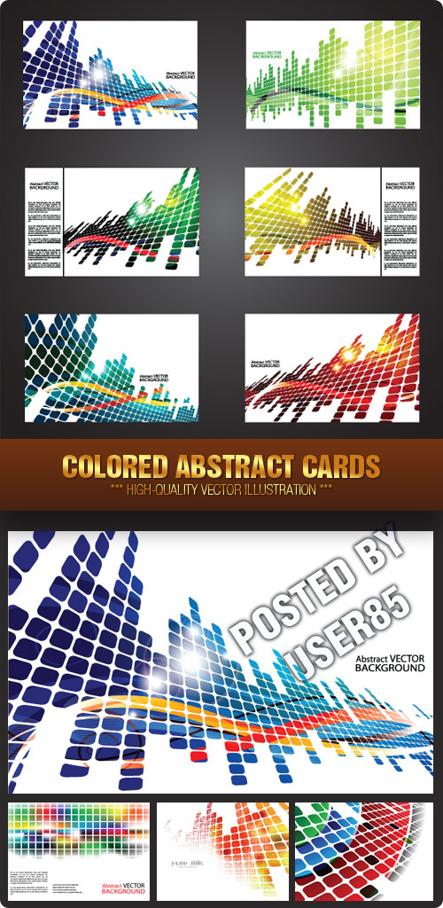 Stock Vector - Colored Abstract Cards