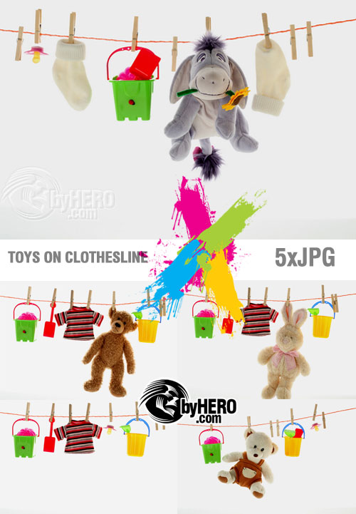 Stock - Toys on Clothesline 5xJPGs