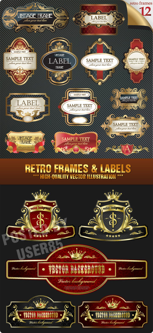 Stock Vector - Retro Frames & Labels