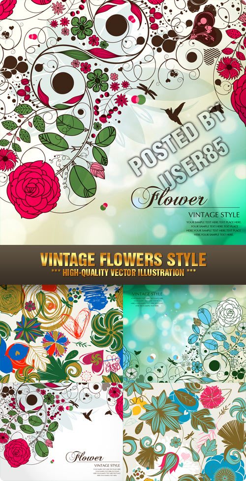 Stock Vector - Vintage Flowers Style