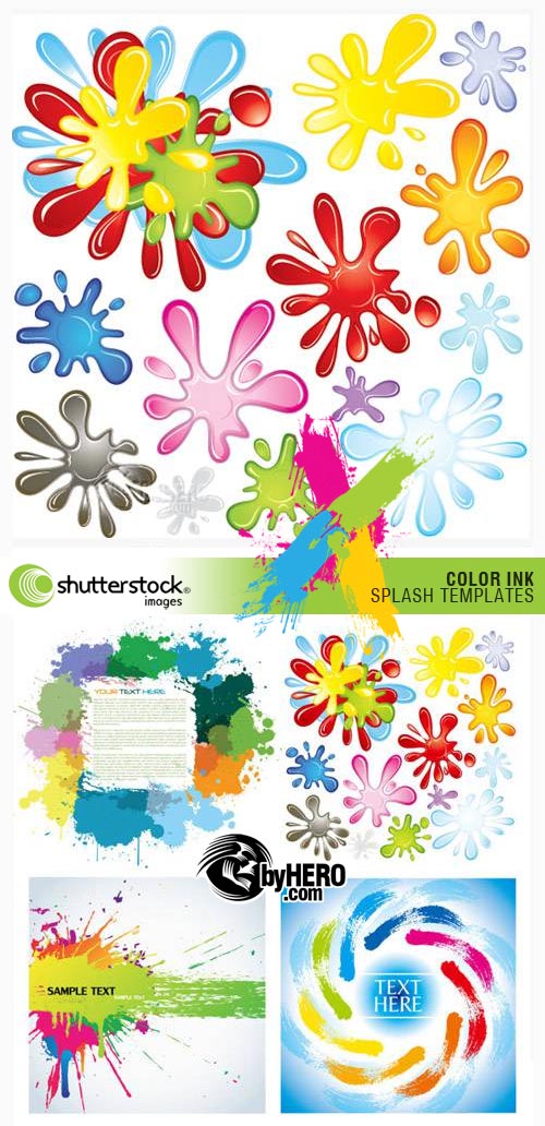 Color Ink Splash Templates 4xEPS Vector SS