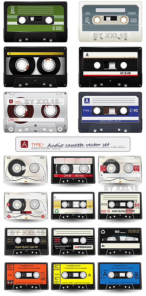 Audio Cassette Vector Set 2xEPS